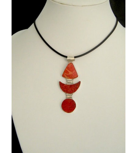 Beautiful Red Coral Pendant With Silver 925 Wholesale