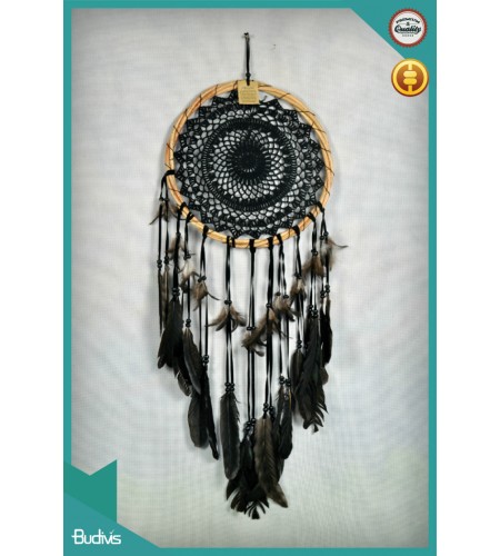 Top Selling Large Rattan Black Hanging Dreamcatcher Crocheted