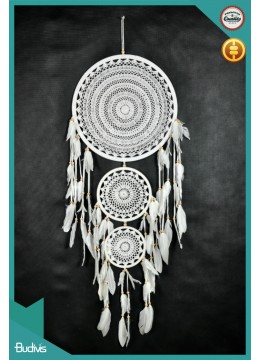 wholesale bali Top Model Triple White Hanging Dreamcatcher Crocheted, Dream Catchers