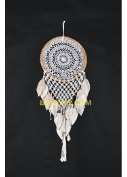 wholesale bali Top Quality Large Circle Macrame Wall Hanging Dreamcatcher With Leaf Decoration, Dream Catchers