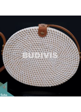 wholesale bali Best Selling Oval Bag White Synthetic Rattan, Fashion Bags