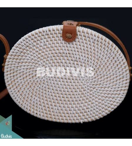 Best Selling Oval Bag White Synthetic Rattan