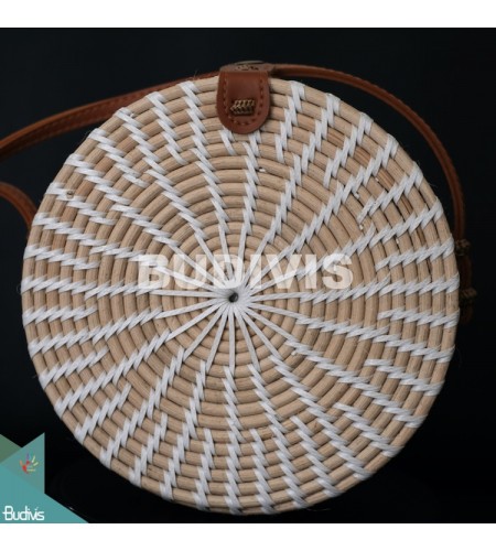 Top Sale Round Bag White Synthetic Rattan