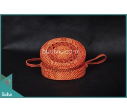 Image of Top Sale Round Bag Red Antique Painitng Full Rattan With Tribal Circle Fashion Bags Source: CV.Budivis in Bali, Indonesia