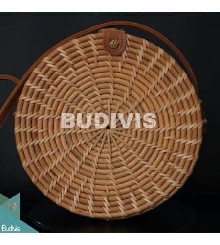 Best Selling Natural Stripe Round Rattan Bag