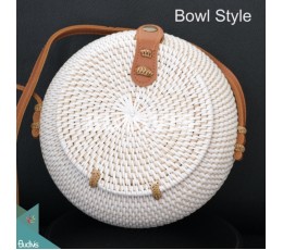 Image of Bowl Style Rattan Bag With Plain White Color Fashion Bags Source: CV.Budivis in Bali, Indonesia