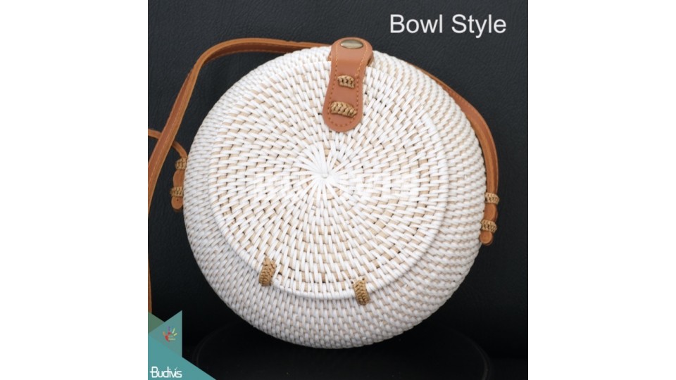 Bowl Style Rattan Bag With Plain White Color