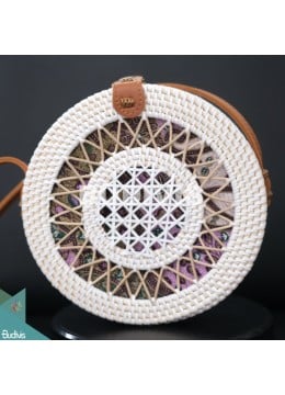 wholesale bali Top Model White Rattan Bag With Sunflower Hand Woven, Fashion Bags