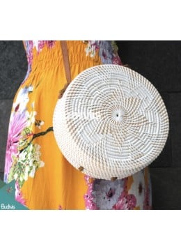 wholesale bali White Rattan Bag White Sun Flower Pattern, Fashion Bags