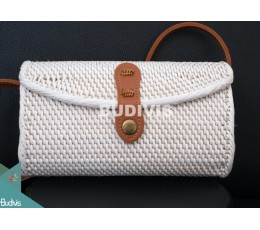 Image of White Mini Envelope Rattan Bag ,Straw Bag ,Handwoven Shoulder Bag Fashion Bags Source: CV.Budivis in Bali, Indonesia