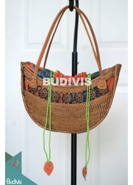 wholesale bali Crescent Moon Rattan Hand Bag, Fashion Bags