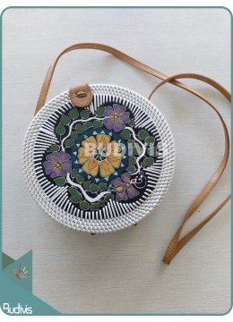 Image of Handwoven Floral Flower Painting Cukli Bali Rattan Bag With Batik Pattern Fashion Bags Source: CV.Budivis in Bali, Indonesia