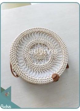 wholesale bali Circle Spring And Sunflower Pattern Round Rattan Bag, Fashion Bags