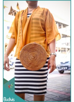 Image of Natural Solid Rattan Bag With Leather Strap Fashion Bags Source: CV.Budivis in Bali, Indonesia