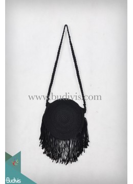 wholesale bali Black Rounded Purse Macrame Cotton Bag Cross Body Fringe Hippie, Fashion Bags
