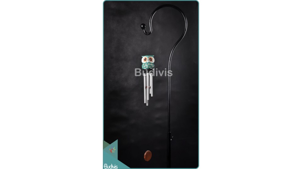 Green Owl Metal Wind Chimes Relaxing Sound For Home Décor