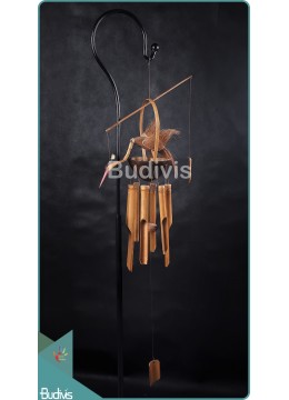 wholesale bali Garden Decoration Bamboo Wind Chimes With Heron Accessories, Garden Decoration