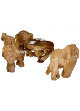 wholesale bali Wood Root Table + 4 Chair, Garden Decoration