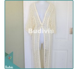 Image of Long White Knitting Cardigan Handicraft Source: CV.Budivis in Bali, Indonesia