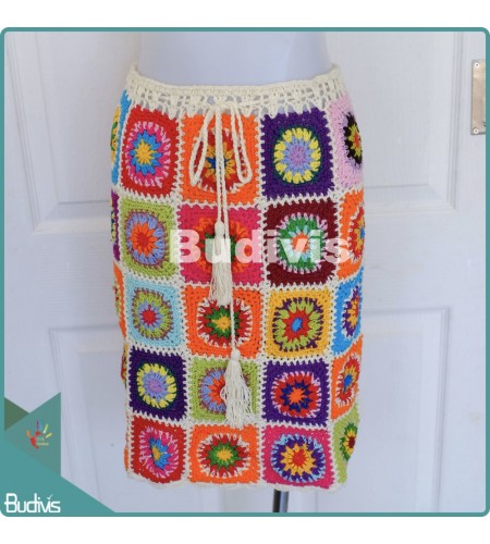 Colourful Square Knitting Skirt