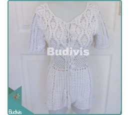 Image of White Knitting Jumpsuit For Summer Handicraft Source: CV.Budivis in Bali, Indonesia