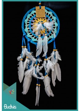 wholesale bali Dream Catcher Multi Colour With Feather On The Center, Handicraft