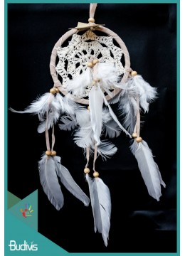 wholesale bali Dream Catcher White With Feather On The Center, Handicraft