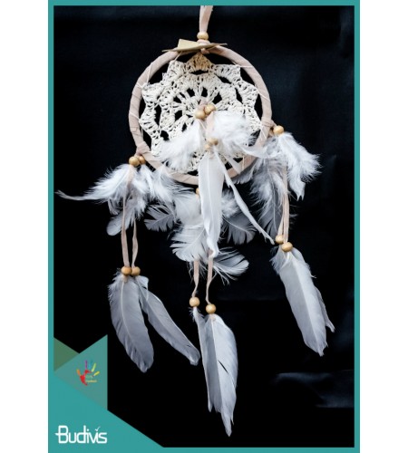 Dream Catcher, Dreamcatcher, Dreamcatchers White With Feather On The Center