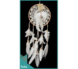 Image of Dream Catcher Macrame Natural Root With Feather On The Center Handicraft Source: CV.Budivis in Bali, Indonesia