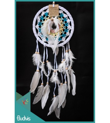 Dream Catcher, Dreamcatcher, Dreamcatchers Multi Colour With Feather On The Center