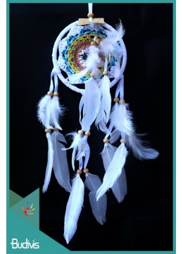 wholesale bali Dream Catcher Multi Colour With Feather On The Center, Handicraft