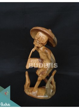 wholesale bali Best Seller Wood Carved Oldster Traditional Fishing From Indonesia, Home Decoration
