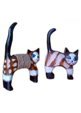 wholesale bali Wood Painted Cat Statue, Home Decoration