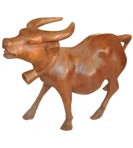 Wood Carving Cow Statue