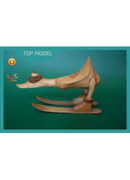 wholesale bali NEW! Factory Price Customized Natural Wood Ducks on Skiing Interior Ornament, Home Decoration