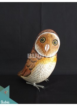 wholesale bali Wholesale Figurine Realistic Burrowing Owl Wooden Birds Carving Hand Painted Garden Decor, Home Decoration
