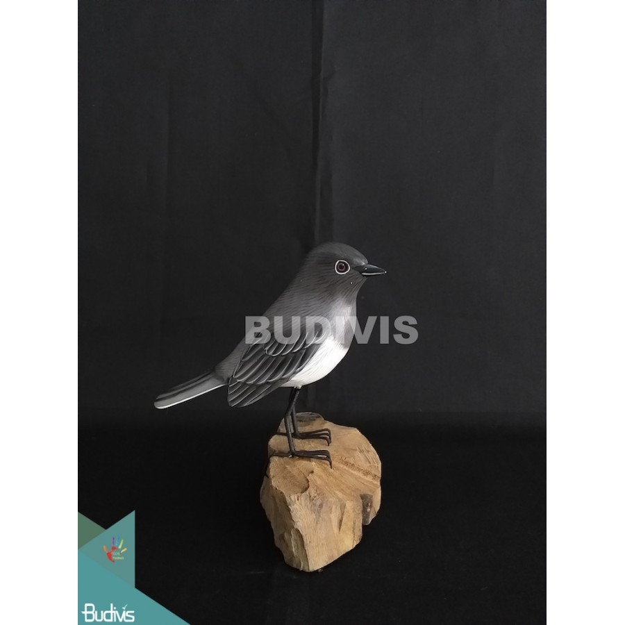 Figurine Realistic Miniature Wooden Bird Carving Hand Painted Garden Decor