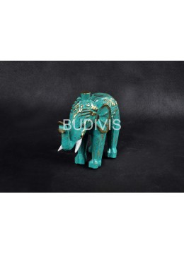 wholesale bali Green Painted Elephant Wood Animal Statue, Home Decoration