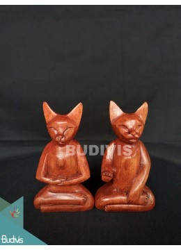 Image of Indonesia Wood Carved Couple Cat In Handmade Home Decoration Source: CV.Budivis in Bali, Indonesia