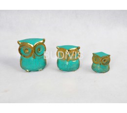 Image of Mini Green Owl , Set Wooden Animal Statue Home Decoration Home Decoration Source: CV.Budivis in Bali, Indonesia