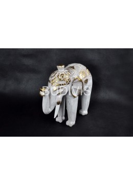 Image of White Painted Elephant Wood Animal Statue Home Decoration Source: CV.Budivis in Bali, Indonesia
