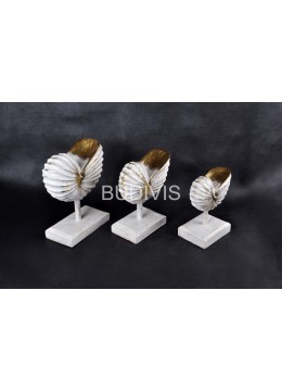 wholesale bali White Painted Sea Shell Wood Carved Home Decoration, Home Decoration