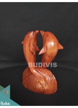 wholesale bali Bali Manufacturer Wood Carved Dolphin Couple Wholesale, Home Decoration