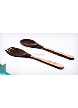 wholesale bali Wooden Coco Spoon With Shell Decorative Set 2 Pcs, Home Decoration
