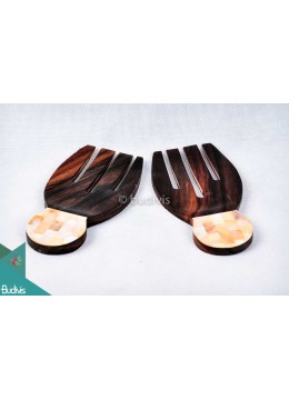 wholesale bali Wooden Rice Spoon With Shell Decorative Set 2 Pcs, Home Decoration