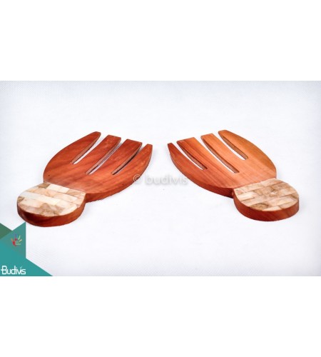 Wooden Rice Spoon With Shell Decorative Set 2 Pcs