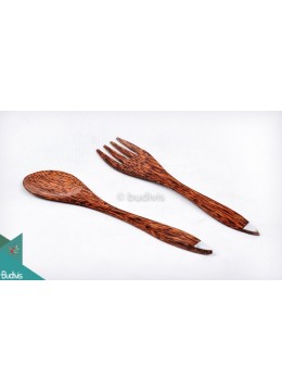 wholesale bali Wooden Set Spoon & Fork Set Shell On Corner 2 Pcs, Home Decoration
