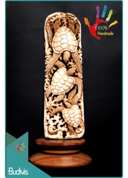 Image of Top Model Hand Carved Bone Turtle Scenery Ornament Wholesale Home Decoration Source: CV.Budivis in Bali, Indonesia