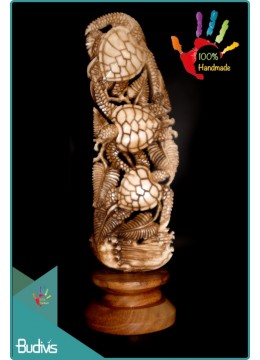 wholesale bali Top Hand Carved Turtle Bone Scenery Ornament 100 % In Handmade, Home Decoration