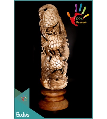 Top Hand Carved Turtle Bone Scenery Ornament 100 % In Handmade